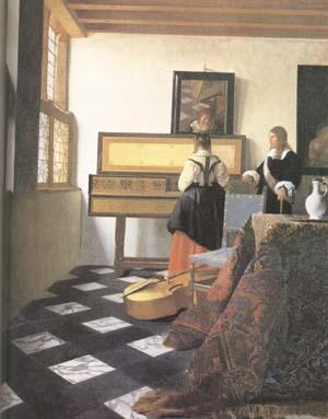 Jan Vermeer A Lady at the Virginals with a Gentleman (mk25) oil painting picture